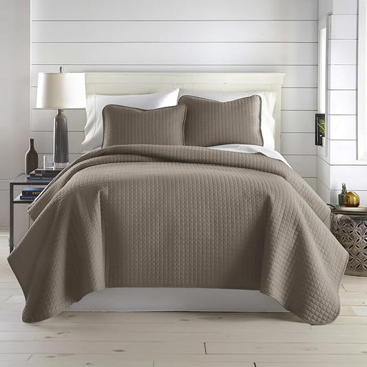 Southshore Fine Living, Inc. Quilts Full Size, Queen Size Quilt Bedding Set, Pet Hair Resistant Bedding Coverlet Queen Size, Full Size Bedspread w/ 2 Pillow Shams, Quilted Bedspread, Dark Taupe Quilts