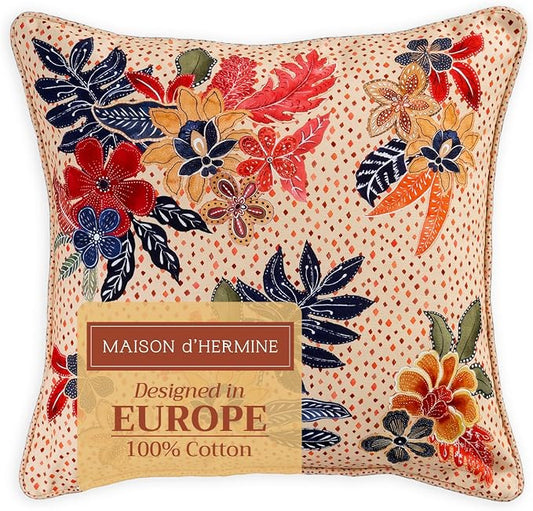 Maison d' Hermine Throw Pillow Covers 100% Cotton (18" x 18" - Pack of 1)