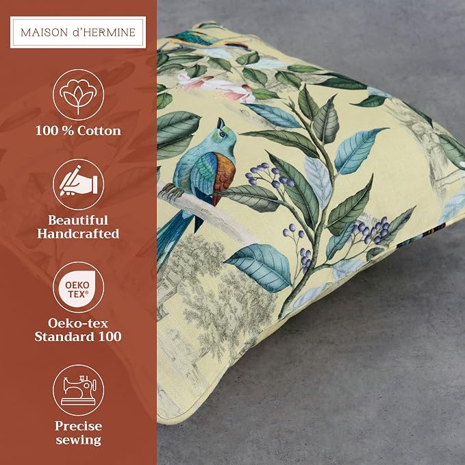Maison d' Hermine Throw Pillow Covers 100% Cotton (20" x 20" - Pack of 1)