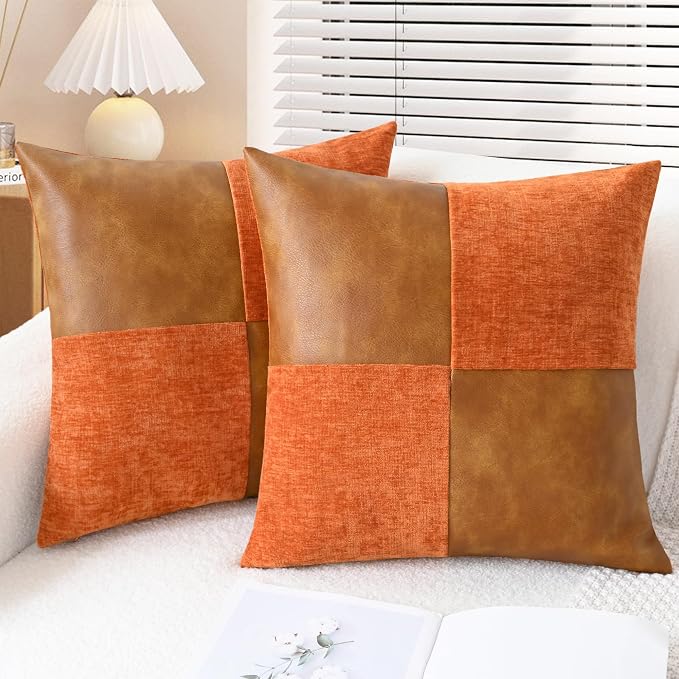 CaliTime Decorative Couch Throw Pillow Covers 18 X 18 Inches Burnt Orange