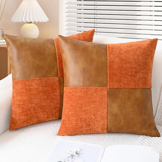 CaliTime Decorative Couch Throw Pillow Covers 18 X 18 Inches Burnt Orange
