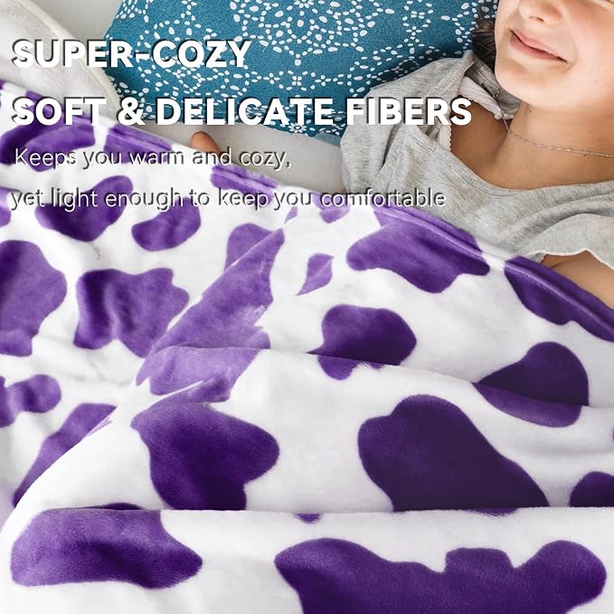 Purple Throw Blanket for Bed, Lavender Soft Fleece Blanket for Women, Girls, Teens | Lightweight Bedding & Couch Accessories, Purple Gifts for Birthday, Holidays 50"x60"