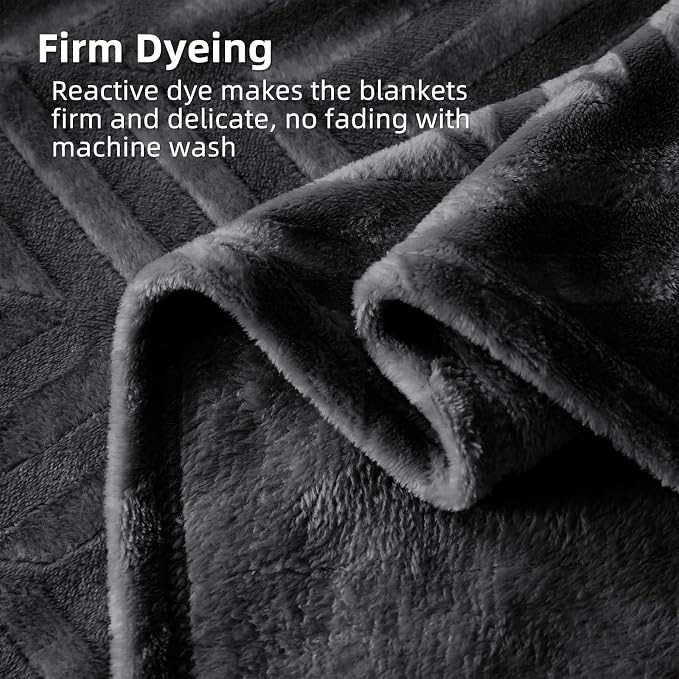 Whale Flotilla Flannel Fleece Bed Blanket King Size, Dark Grey | Lightweight Breathable Soft Bedspread, Plush Fluffy Coverlet Chevron Design Decorative Blanket for All Season, 90x104 Inch