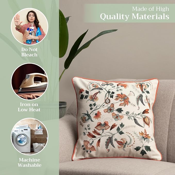 Maison d' Hermine Throw Pillow Covers 100% Cotton (18" x 18" - Pack of 1)
