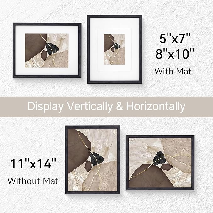 Black Walnut 11x14 Picture Frame, Lightweight Natural Wood Modern Frame