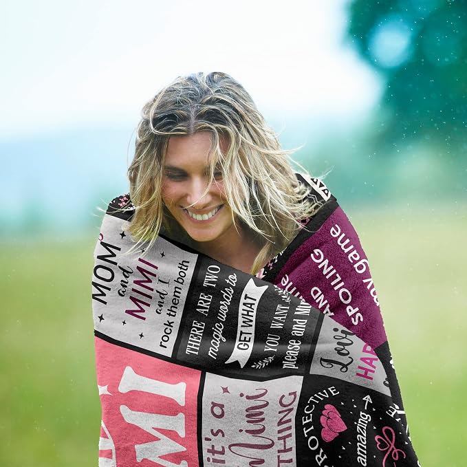 Ruvinzo Mimi Gifts for Grandma, Birthday Gifts for Mimi, Grandma Bday Gift, Grandmother Gift Idea, Best Mimi Ever Gift Soft Throw Blanket 80” x 60”