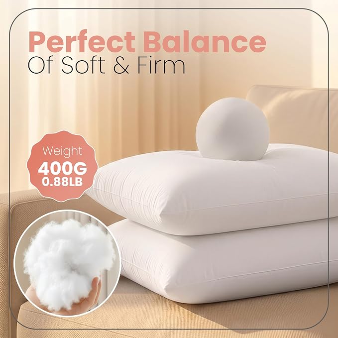 Utopia Bedding 12x20 Pillow Inserts, White Throw Pillows for Couch, 2 Pack | Indoor cushion inserts for bed, sofa & couch, Supportive & fluffy decorative pillows for everyday comfort, Set of 2, White
