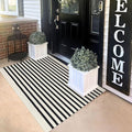 KILOCOCO Beige Striped Rug 3x5 Indoor Outdoor Rugs Washable Front Door Rugs | Cotton Layered Doormats, Washable Front Porch Rug, Woven Low Pile Welcome Mat for Kitchen Entryway Farmhouse Patio