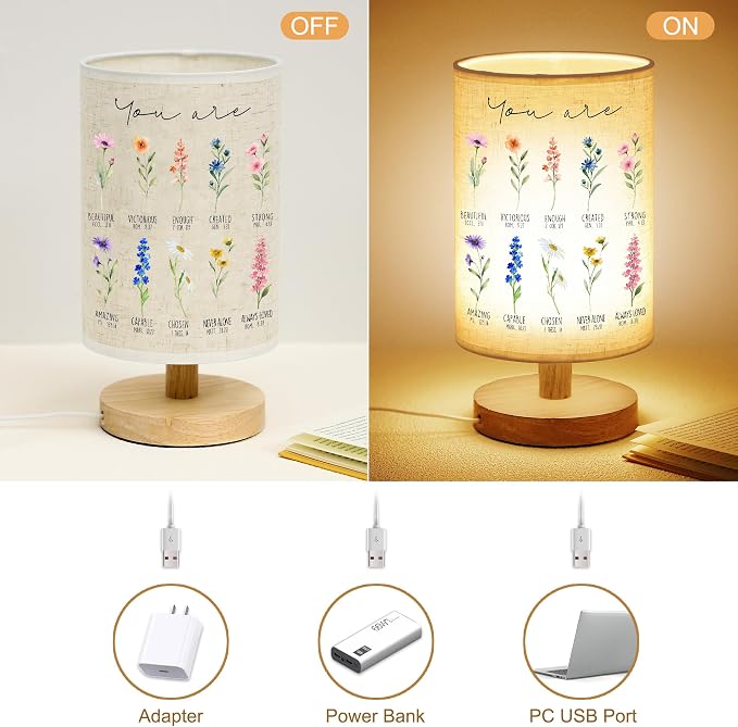 WSYEAR Christian Gifts for Women, Christian Table Lamp with Flowers, Birthday Gifts for Women, Inspirational, Religious Gifts for Sister, Friend, Daughter, Mom