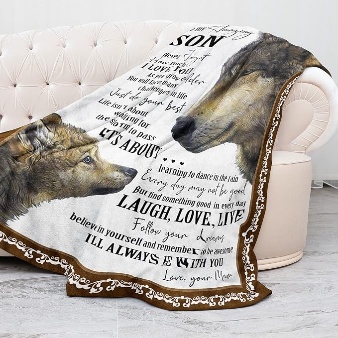 Gifts for Son, Son Gifts from Mom, Son Birthday Fathers Day Graduation, Soft Throw Blanket 60"x50"