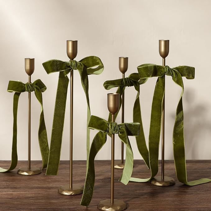 Perfnique Brass Candlestick Holders Set of 6 - Antique Gold Iron Candle Holders for Christmas, Birthday, Wedding, Party, Dining Table, Fireplace Mantel Decor (Gold)