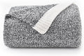 Chunky Knit Boucle Throw Blanket, Soft Washable Coastal Blanket for Bed Couch, Lightweight Cozy Oversized Feather Knit Blanket Indoor Outdoor for Sofa (Black, Twin 60"x80")