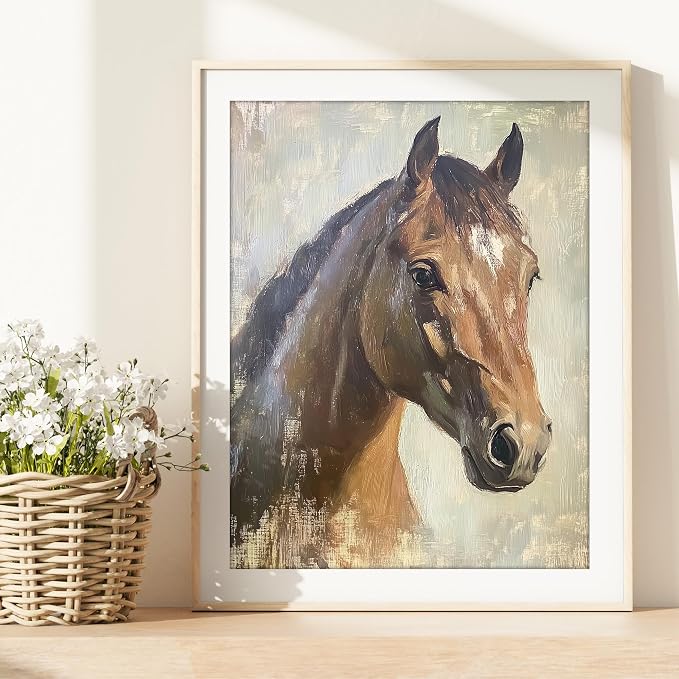 DREAM BIG PRINTABLES Portrait of a Horse Art Print - 11x14 | Rustic Wall Art for Western Home Decor | Farmhouse Wall Pictures for Bedroom | Living Room Wall Art | Office Wall Decor for Home