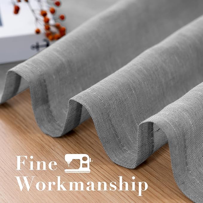 H.VERSAILTEX Linen Curtains Nickel Grommet Natural Linen Semi-Sheer Curtains 2 Panels Privacy Added Premium Soft Rich Material Drapes for Bedroom/Livingroom/Sliding Door - 52x84 - Inch - Dove