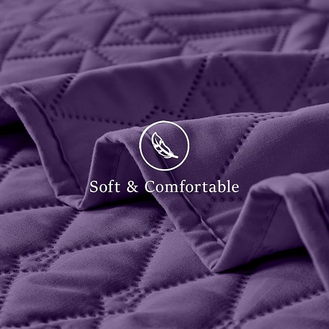 akkialla King/Cal King Quilt Set, Purple Lightweight Microfiber Bedspread Coverlet, Boho Geometric Pattern, Soft All-Season Bedding, 3-Piece (1 Quilt, 2 Pillow Shams)