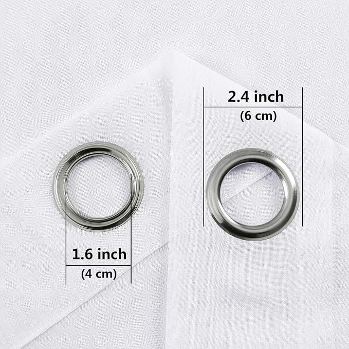 DWCN White Sheer Curtains, Linen Look Semi Transparent Voile Grommet Top Solid Lightweight & Airy Gauzy Curtains & Drapes for Living Dining Room Drapes W52 x L102 Inch Long, Set of 2 Panels