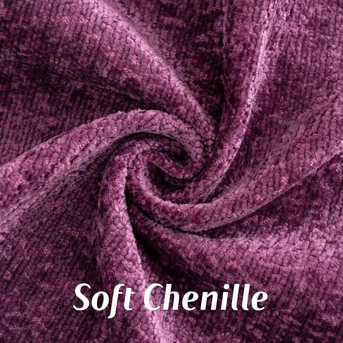 FUTEI Pack of 2 Chenille Soft Throw Pillow Covers 22x22 Inch, Purple
