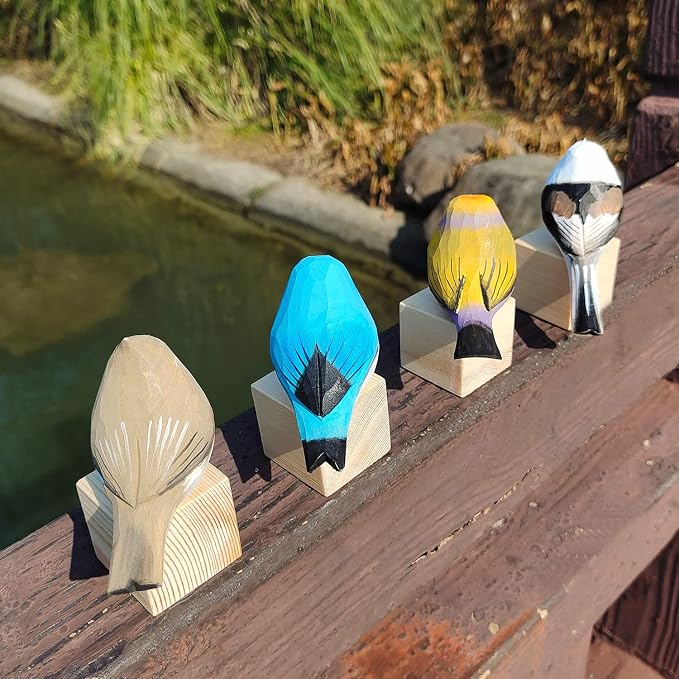 WEAUSUP Hand Carved Wooden Bird Figurine Gift for Bird Lovers