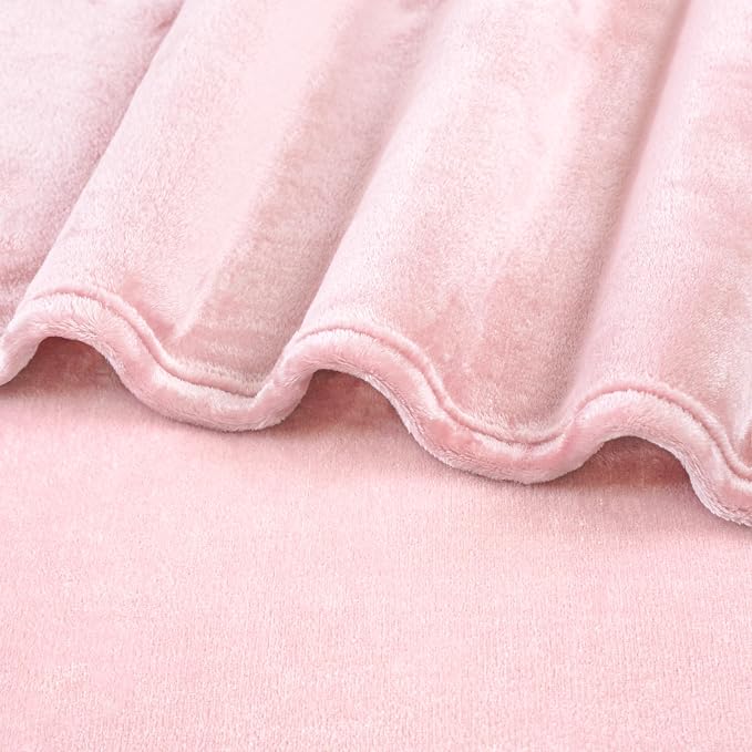 PAVILIA Light Pink Fleece Throw Blanket for Couch Twin Size, Blush Pink Super Soft Fuzzy Flannel Throw for Sofa, Luxury Plush Microfiber Blanket Twin Bed, Home Decorative Velvet Gift Blanket, 60x80