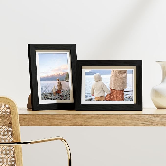 Vittanly 5x7 Picture Frames Set of 9 for Wall or Tabletop Display, Black | Display Pictures 4x6 with Mat or 5x7 without Mat, Small Photo Frames, Engineered Wood with Shatter Resistant Plexiglass