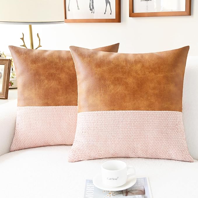 CaliTime Decorative Couch Throw Pillow Covers 18 X 18 Inches Pink