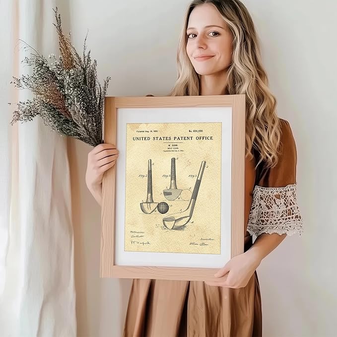 DREAM BIG PRINTABLES Golf Club Patent Print Wall Art - Unframed - 8x10 | Timeless Style Wall Decor for Golf Enthusiasts | Farmhouse, Living Room, Modern Home Decor