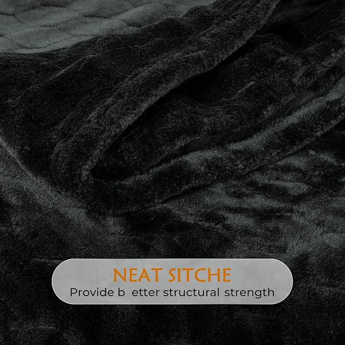 TOONOW Fleece Blanket Fuzzy Plush Throw Blanket 50" x 60", Super Soft Fluffy Bed Blanket Geometric Pattern Comfy Microfiber Flannel Blankets for Couch, Bed, Sofa, Black