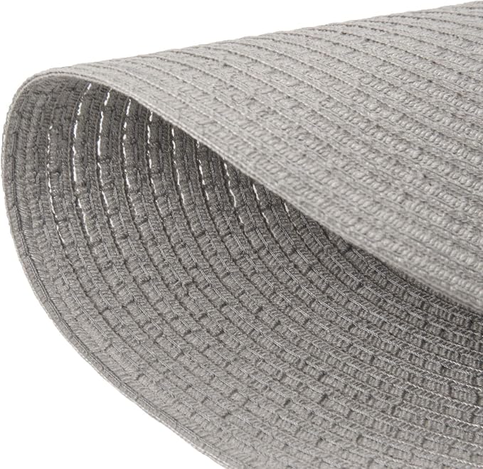 SHACOS Round Braided Placemats Set of 8 Washable Fabric Heat Resistant 15 inch Grey Round Table Mats for Dining Tables (Gray, 8)