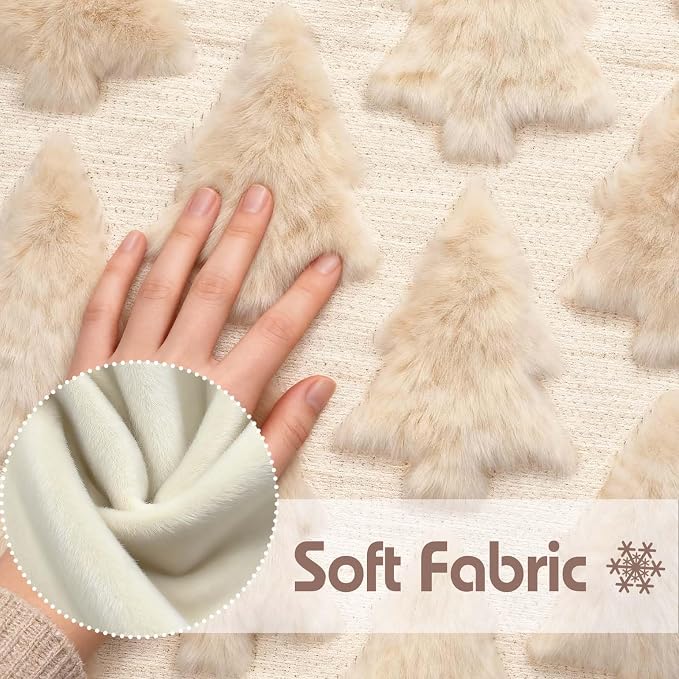 ONFAON Christmas Decorations -Christmas Pillow Covers 18 x 18 Inches Set of 2,Soft Plush Faux Fur Wool Beige Xmas Tree Throw Pillow Cases Winter Holiday Decor for Sofa Living Room