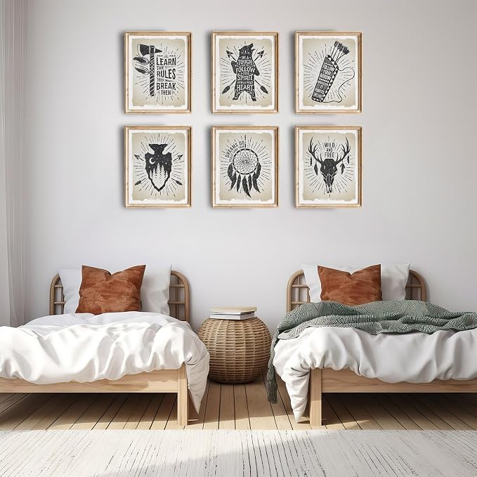 Native American Inspirational Quote Art Prints (Set of 6) - Unframed - 11x14s | Uplifting and Motivational Native American Wisdom for Home Decor | Farmhouse Wall Decor | Office Wall Decor