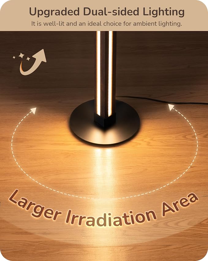 EDISHINE Wooden Corner Lamp with Remote, Dual Lighting, 7CCT & Dimmable