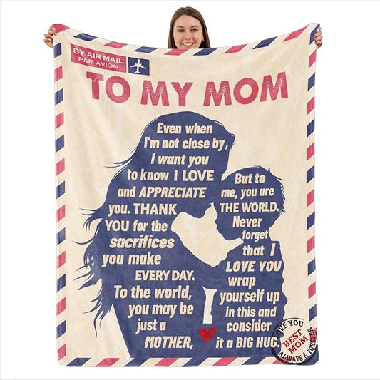 TURMTF Gifts for Moms on Birthdays Christmas,Personalized Cozy Coral Fleece Blanket with Heartfelt Message, Mom Blanket 56x71