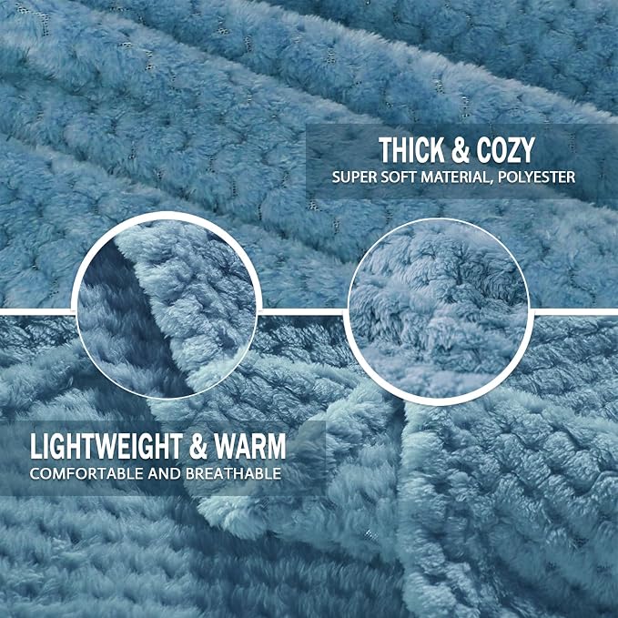 Exclusivo Mezcla Soft Waffle Fleece Bed Blanket King Size, Slate Blue | Lightweight Plush Blanket for Bed, Bedroom, Cozy Flannel with Waffle Texture, Stylish Home Decor, All Season, 104x90 Inches