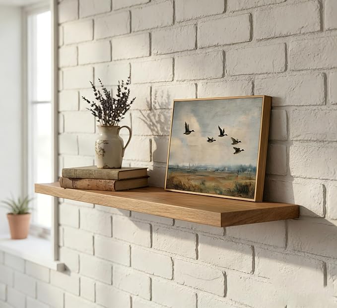 Framed-Vintage Flying Duck Canvas Wall Art-8x10in | Duck Hunting Picture Poster Print,Retro Wild Duck Painting Artwork for Bedroom Living Room Wall Decor