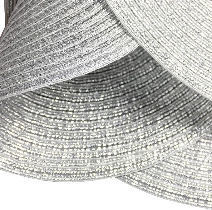 SHACOS Glitter Silver Placemats Set of 8 Sparkle Bling 15 inch Round Braided Table Mats Washable Place Mats for Dining Table Home Christmas Holiday Decor (Silver, 8)