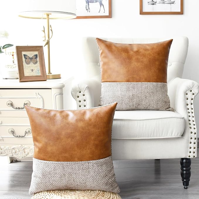 CaliTime Decorative Couch Throw Pillow Covers 20 X 20 Inches Taupe
