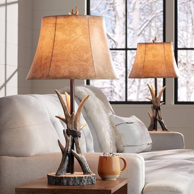 Boone 27 1/2" Tall Table Lamps Set of 2 Antler with USB Charging Port