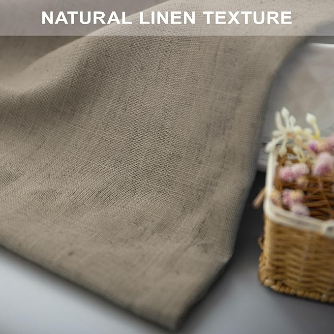 Pitalk 102 Inch Long Curtains Back Tab Linen Curtains for Living Room Bedroom 2 Panels Tan Brown Burlywood Taupe Curtain Light Filtering Privacy 102 Inch Pleated Curtain for Sliding Door Rod Pocket