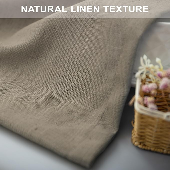 Extra Long Curtains 2 Panels Set Dark Taupe Linen Curtains 108 inches Long for Living Room Back Tab Extra Wide Curtain Neutral Farmhouse Semi Sheer Linen Drape Ceiling to Floor Length for Large Window
