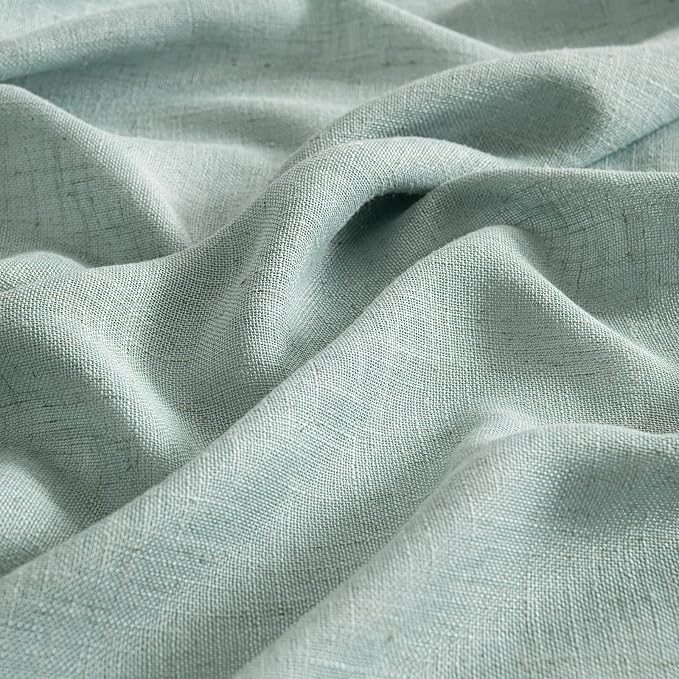MIULEE Sea Green Linen Curtains 52x72 Inch for Bedroom Living Room 2 Panels | Soft Thick Linen Textured Window Drapes,Semi Sheer Light Filtering,Back Tab Rod Pocket,Burlap Look Aqua Decor