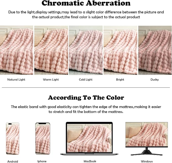 NEWCOSPLAY Faux Fur Twin Blanket Pink Bubble Blanket Thick Warm Soft for Couch Sofa Bed 550GSM (Pink, Twin(60"x80")) | Soft Thick Warm Bubble Blanket for Couch Sofa Bed 550GSM, Plush Cozy Luxury Decorative Throw, Gift for Women Men