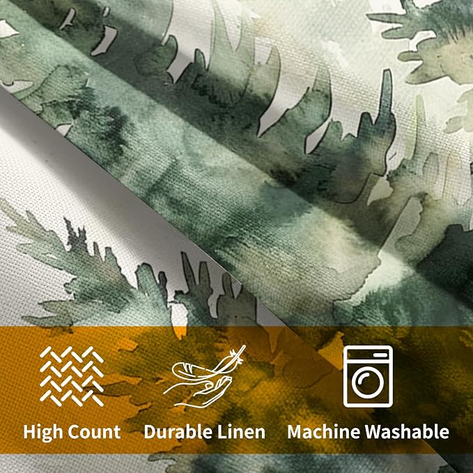 Watercolor Green Tree Throw Pillow Covers 20X20 Inch Set of 2 Green Christmas Tree Decorative Pillowcase Winter Nature Trees Holiday Cotton Linen Cushion Cover for Home Sofa Living Room Patio