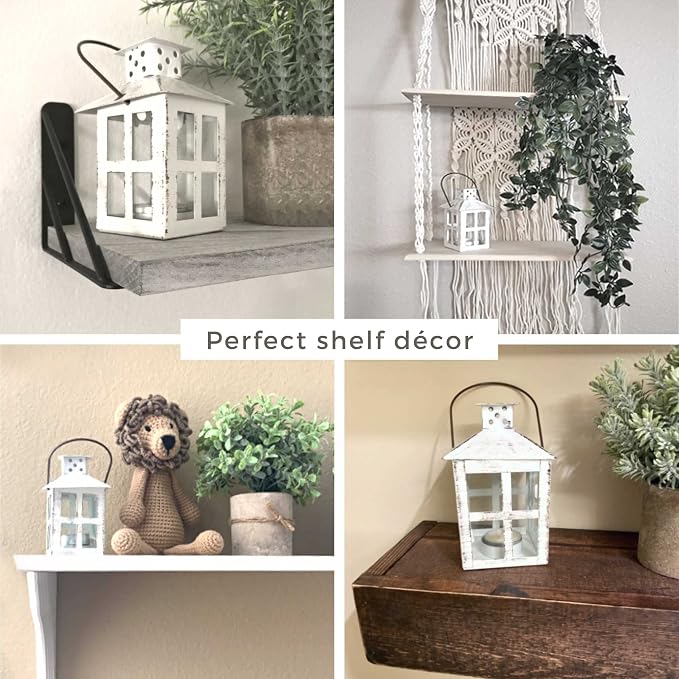 Kate Aspen 9 Inch White Vintage Distressed Rustic Candle Holder Decorative Lantern, Wedding Decoration, Farmhouse Decor, Table Centerpiece, Home Shelf Decor