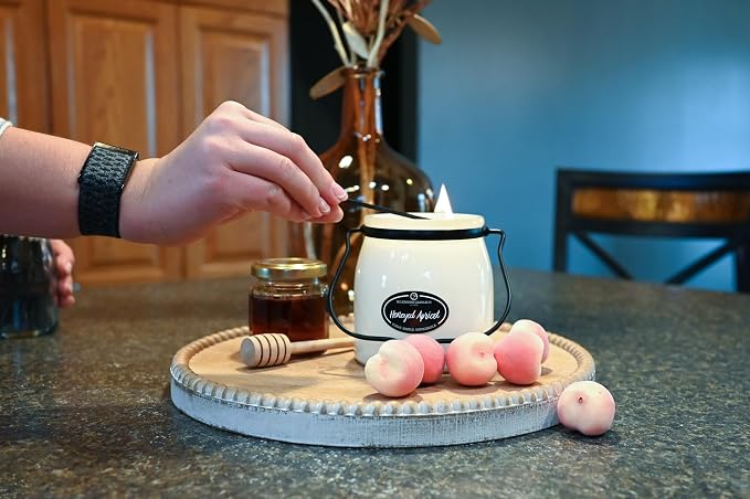 Milkhouse Honeyed Apricot Soy Candle, 16 oz Butter Jar, 65+ Hr Burn