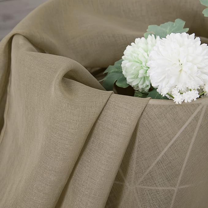 Linen Textured Voile Sheer Curtains 63 Inch 54x63 2 Panels Bedroom