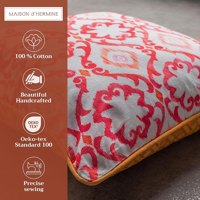 Maison d' Hermine Throw Pillow Covers 100% Cotton (20" x 20" - Pack of 1)