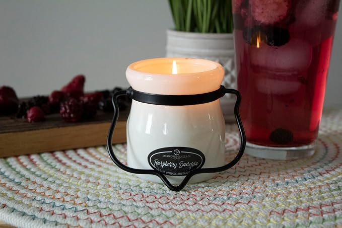 Milkhouse Raspberry Sangria Soy Candle, 5 oz Cream Jar, 35+ Hr Burn