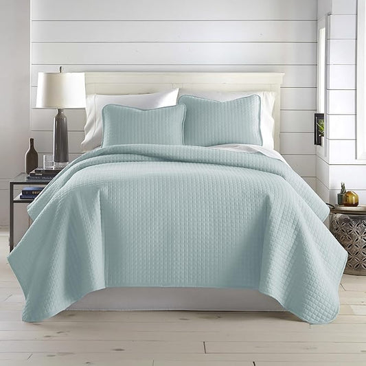 Southshore Fine Living, Inc. Twin Quilt Bedding Set, Soft Microfiber Coverlet Bedspread, Stain and Pet Hair Resistant Bedding, XL Twin Blue Quilt Bedspread Set with 1 Pillow Sham, Sky Blue