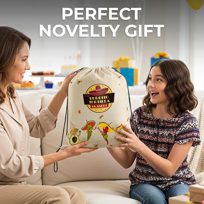 Zulay Kitchen Giant Double Sided Tortilla Blanket with Drawstring Bag - Novelty Blanket for Adults & Kids - Soft Flannel Round Tortilla Blanket for Indoors, Outdoors, Home 285 GSM - 71 Inches