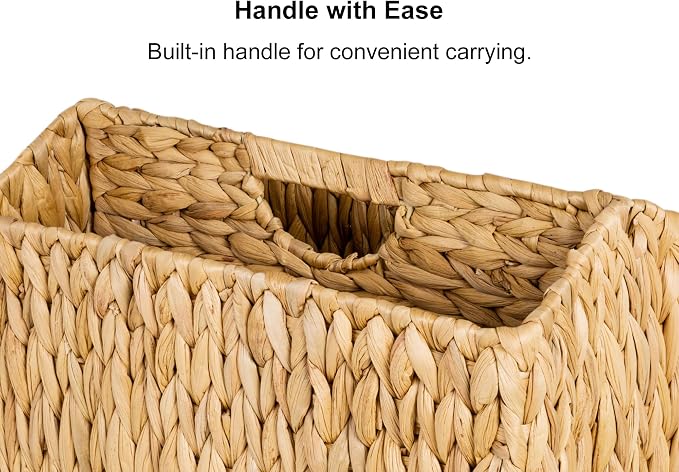 StorageWorks Hand-Woven Divided Magazine Basket, Rattan Magazine Holder, Natural Wicker Magazine Rack for Bathroom, Office, Water Hyacinth, 1 Pack | Magazine Holder Bathroom, Mail Baskets for Counter, Hand-Woven Wicker Baskets, Rattan Magazine Rack for...